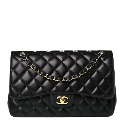 Chanel Lambskin Quilted Jumbo Double Flap Black 1 of 13