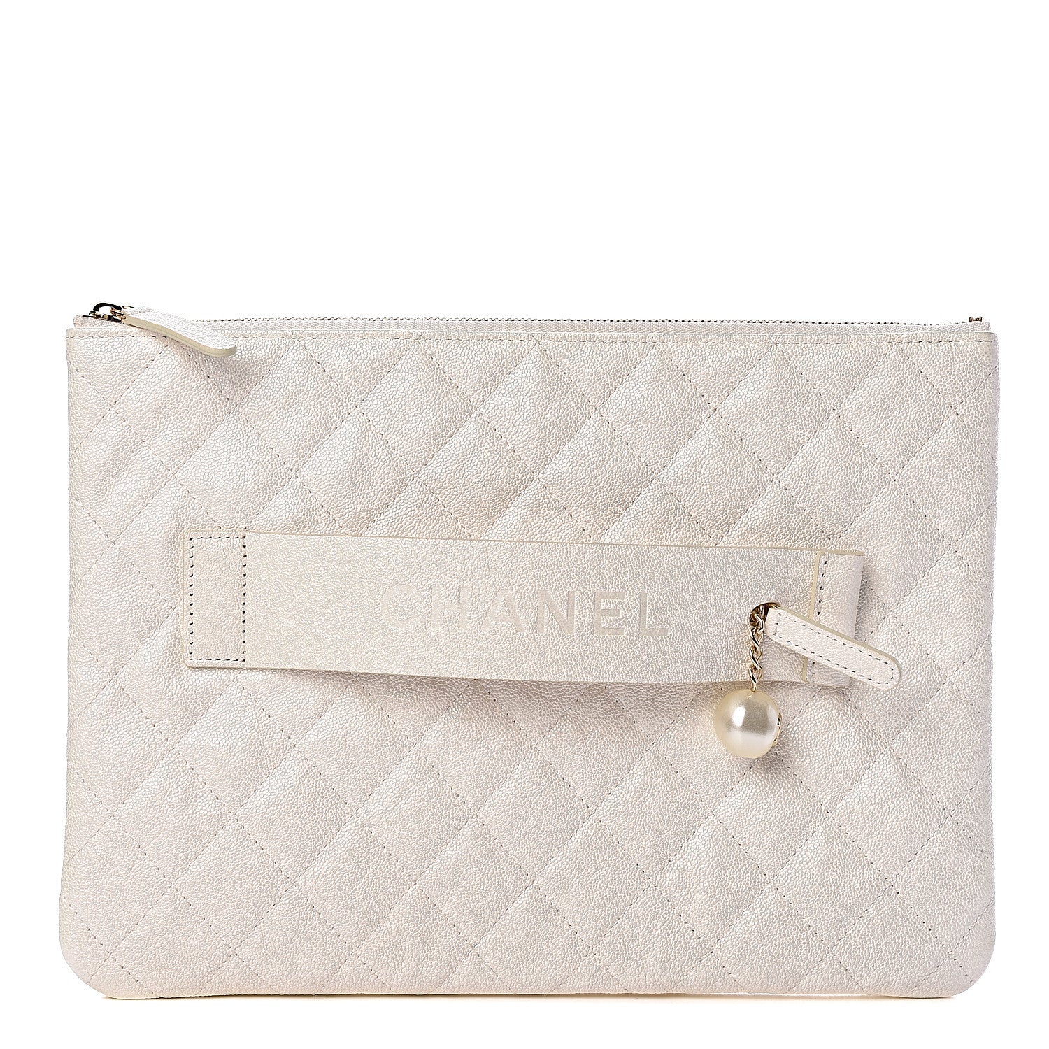 Chanel Iridescent Caviar Medium Night by the C Pouch Clutch White 1 of 8