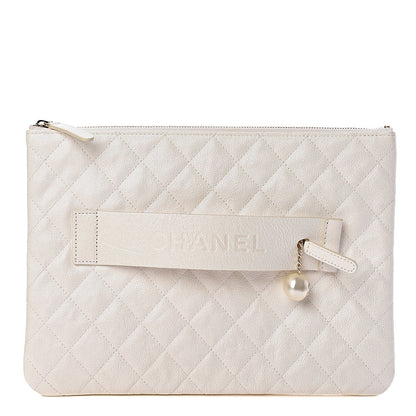 Chanel Iridescent Caviar Medium Night by the C Pouch Clutch White 1 of 8
