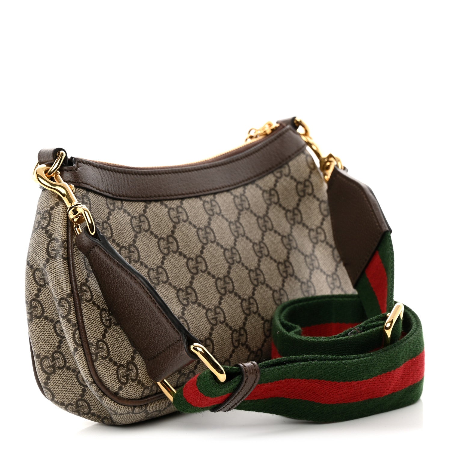 Gucci GG Supreme Monogram Textured Dollar Calfskin Web Small Ophidia GG Handbag Beige Ebony New Acero 3 of 12