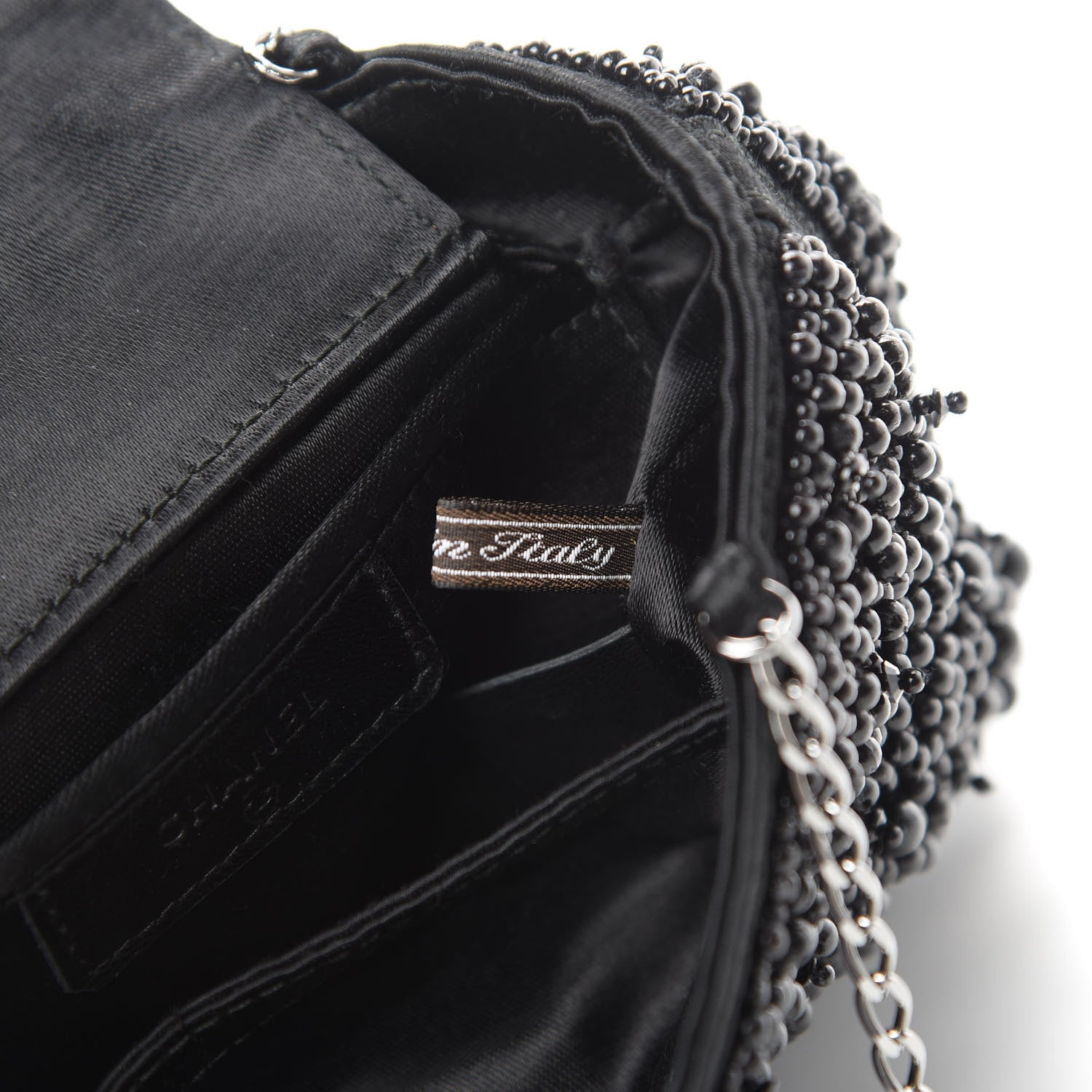 Chanel Satin Beaded CC Evening Bag Black 8 of 12