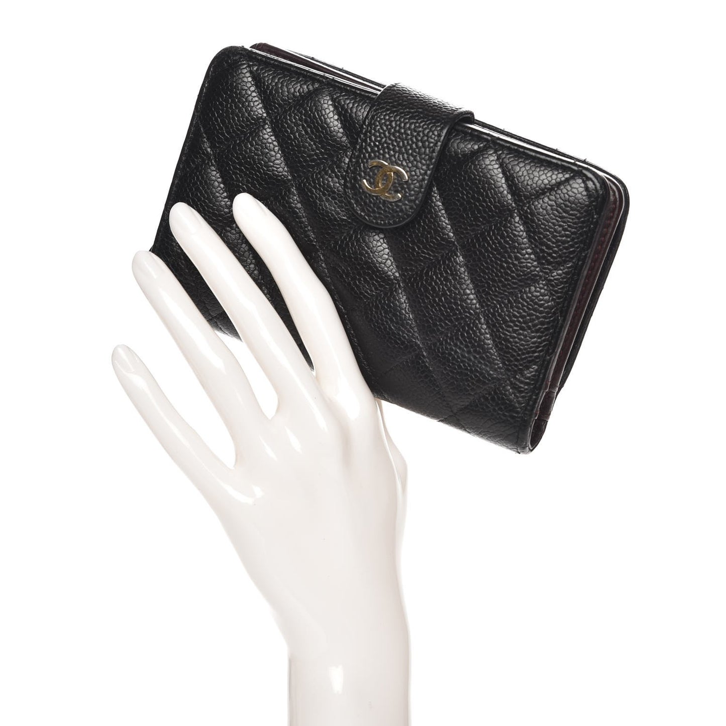 Caviar Quilted Zipped Pocket Wallet Black