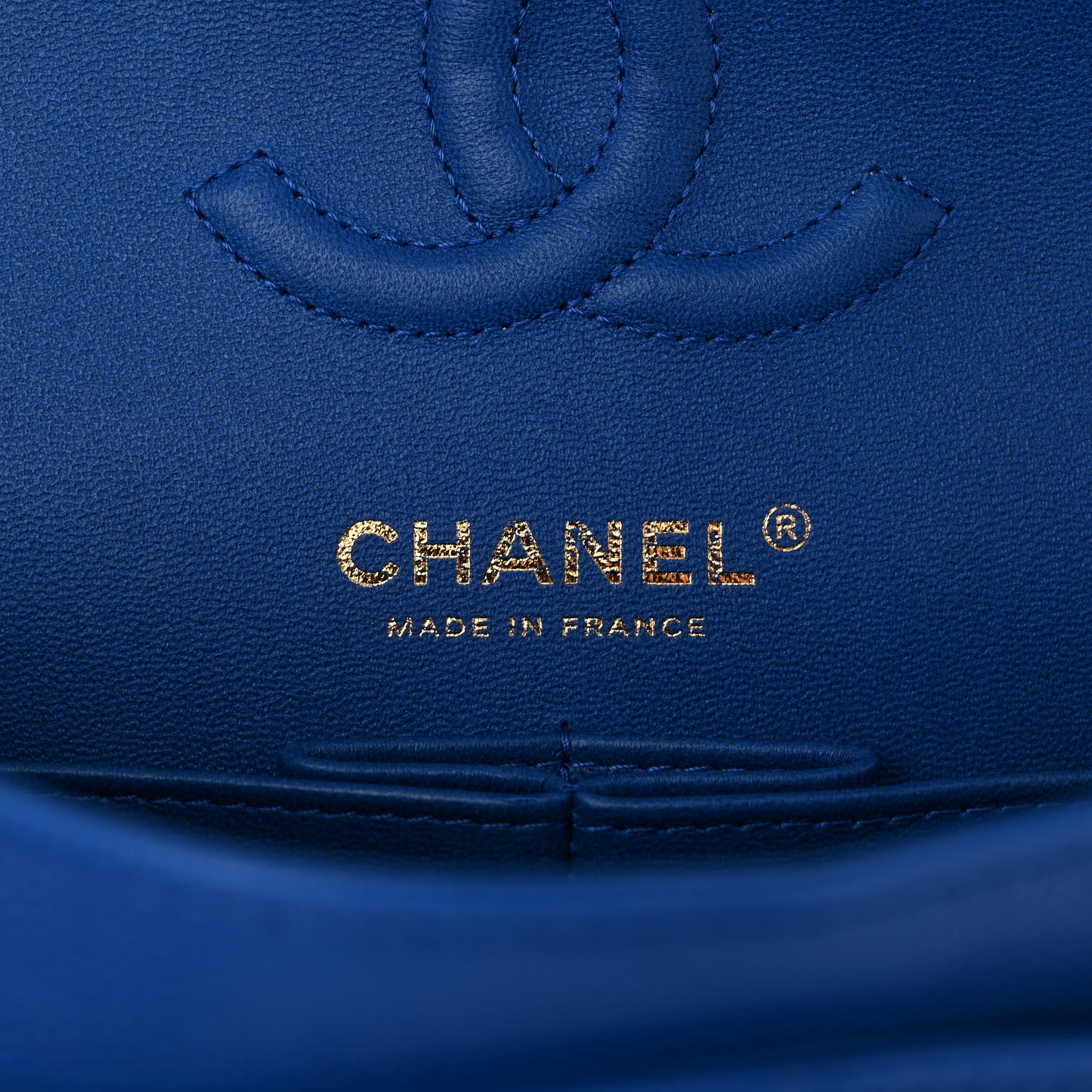 Caviar Quilted Small Double Flap Blue