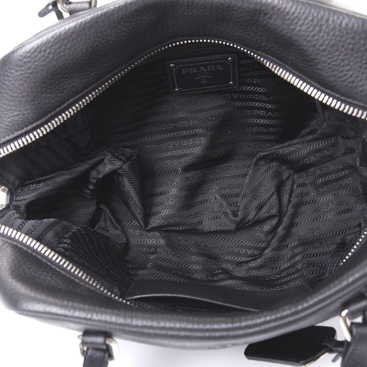Vitello Daino Embossed Logo Bowler Black