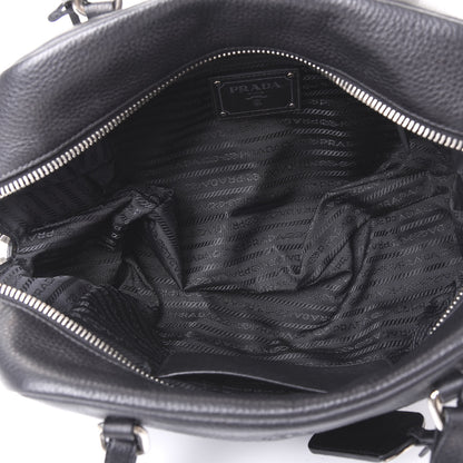 Prada Vitello Daino Embossed Logo Bowler Black 4 of 12
