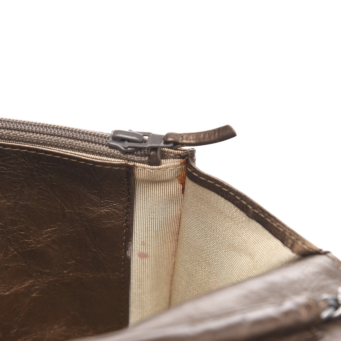 Metallic Aged Calfskin Quilted Reissue Wallet On Chain WOC Bronze