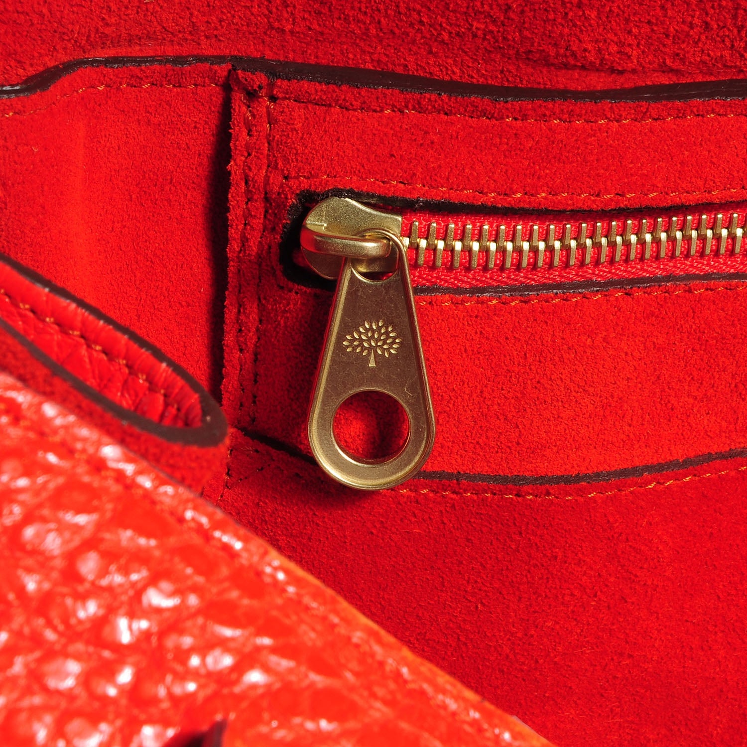 Mulberry Shiny Grain Bayswater Satchel Flame 8 of 9