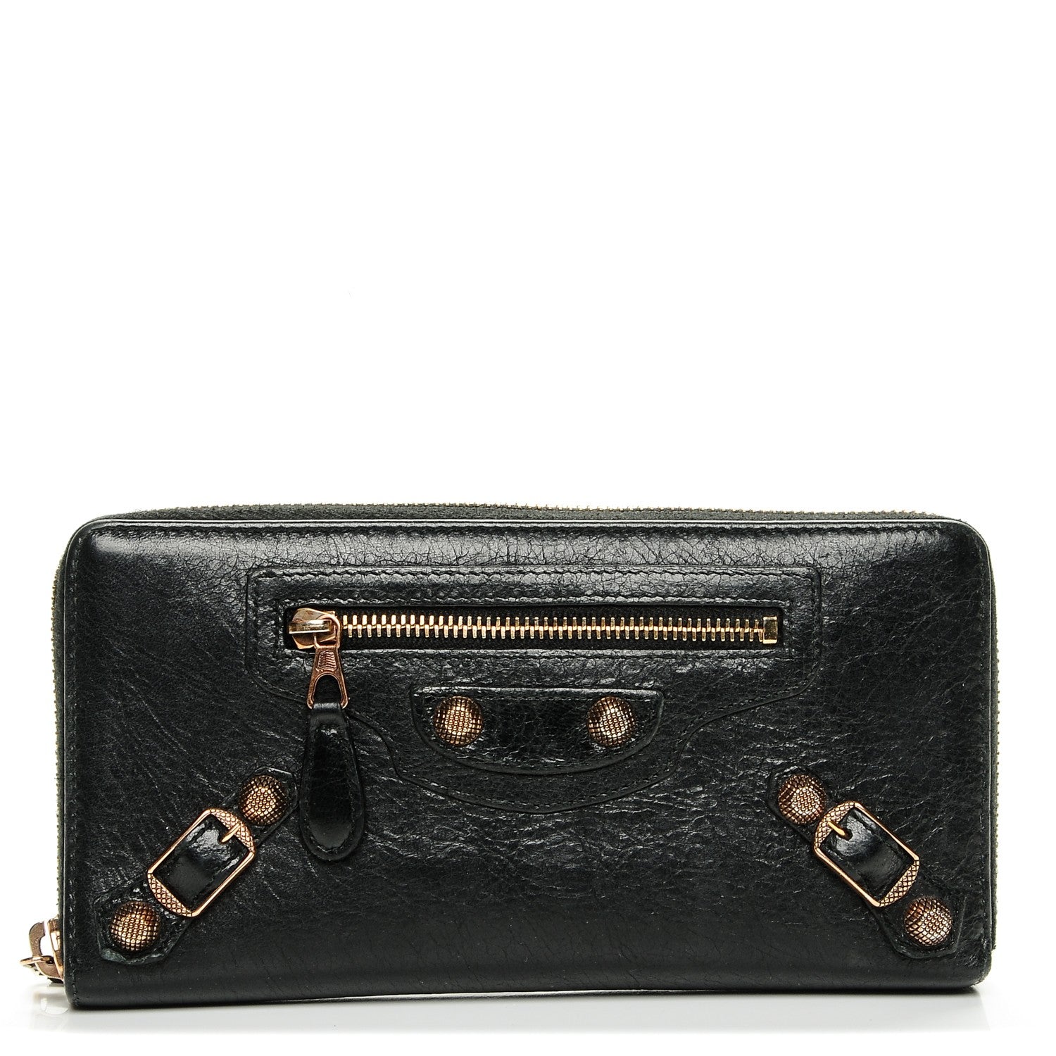 Balenciaga Agneau Giant 12 Rose Gold Hardware Continental Zip Around Wallet Black 1 of 6