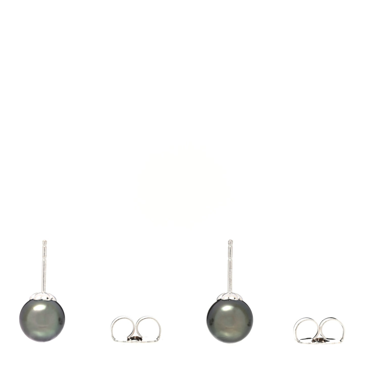 18K White Gold Black South Sea Cultured Pearl 8.5-9mm Stud Earrings