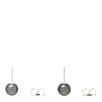 Mikimoto 18K White Gold Black South Sea Cultured Pearl 8.5-9mm Stud Earrings 3 of 5