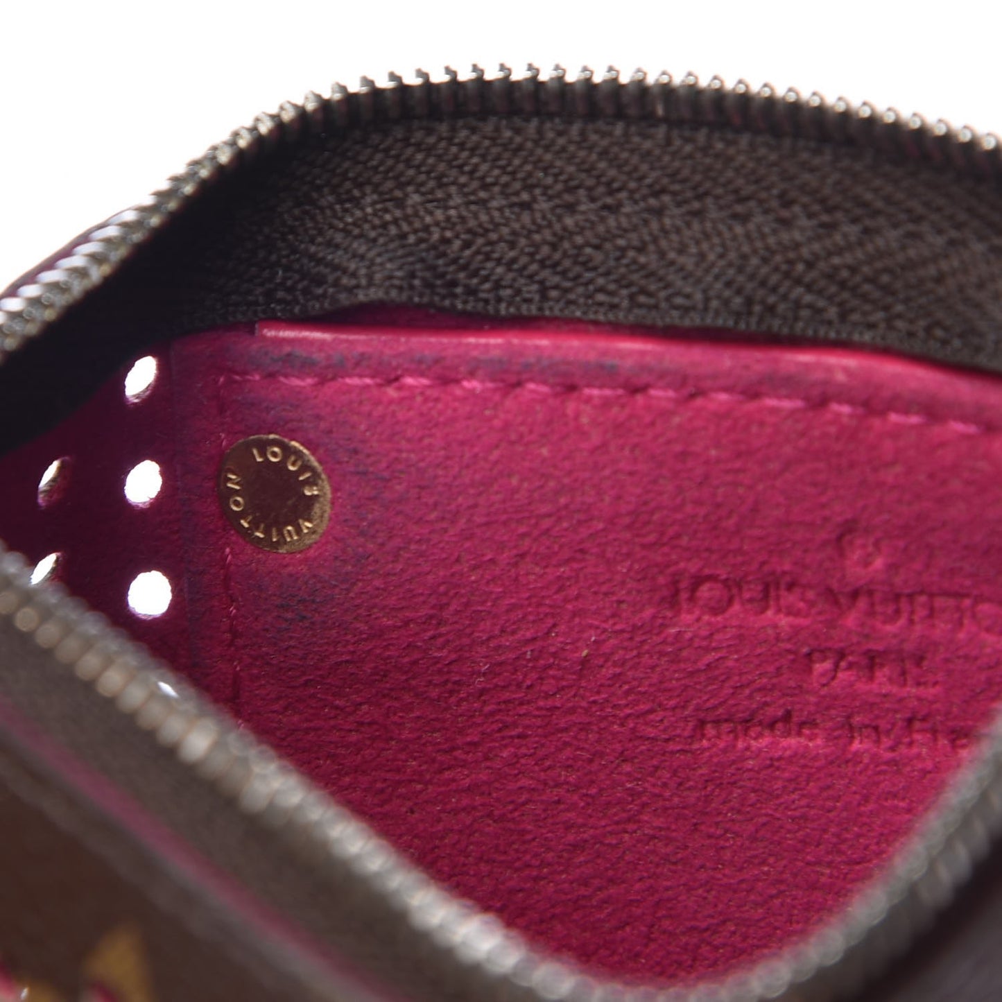 Monogram Perforated Key Pouch Fuchsia