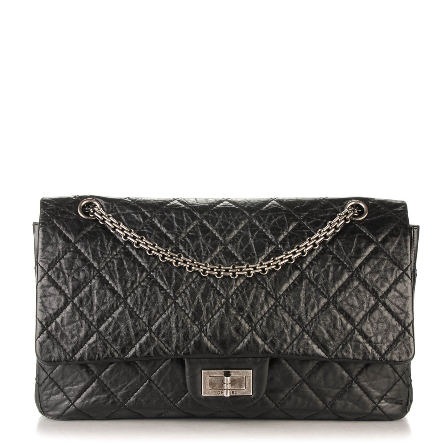 Aged Calfskin Quilted 2.55 Reissue 227 Flap Black