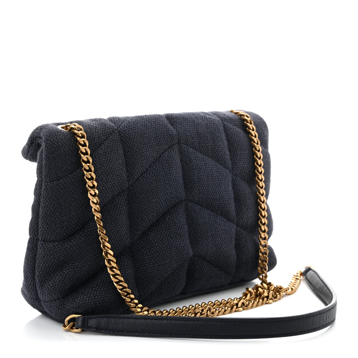 Saint Laurent Canvas Quilted Toy Loulou Puffer Monogram Chain Satchel Deep Marine 3 of 10
