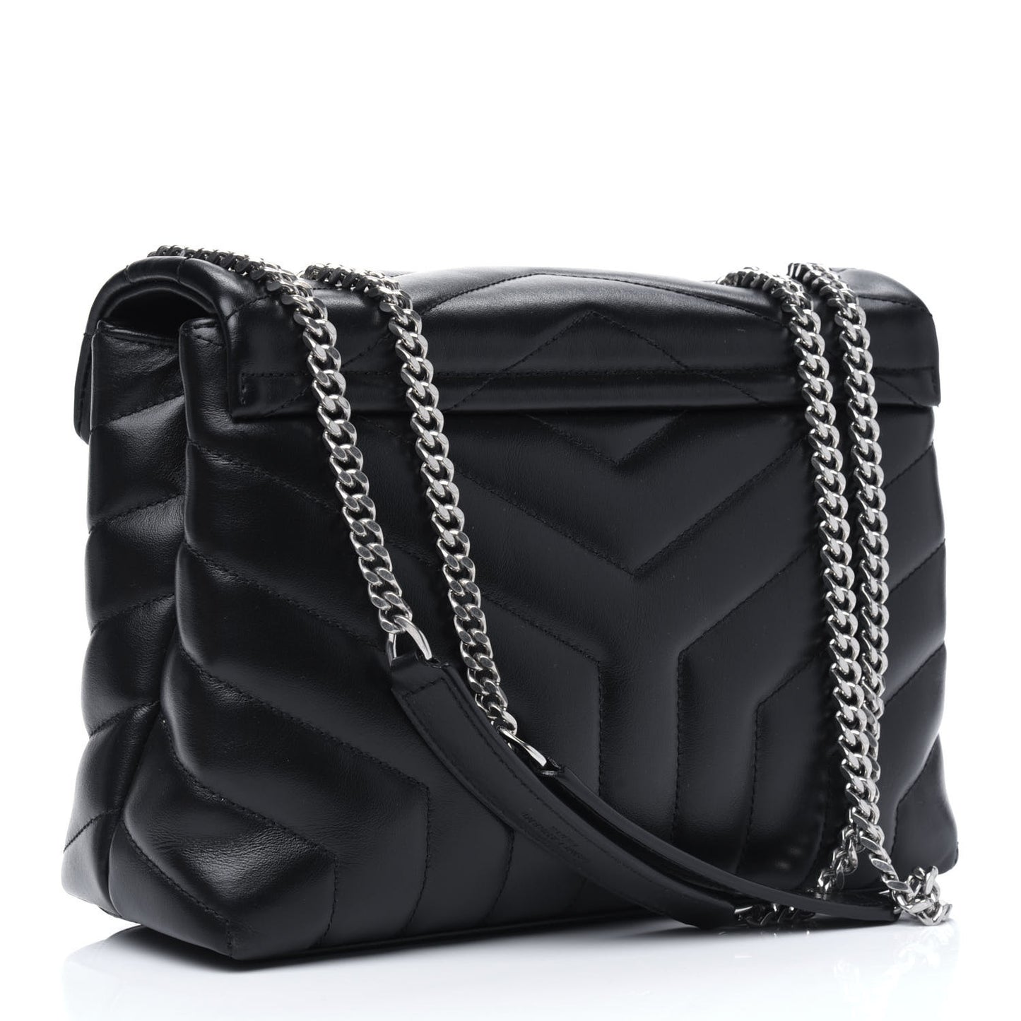 Calfskin Y Quilted Monogram Small Loulou Chain Satchel Black