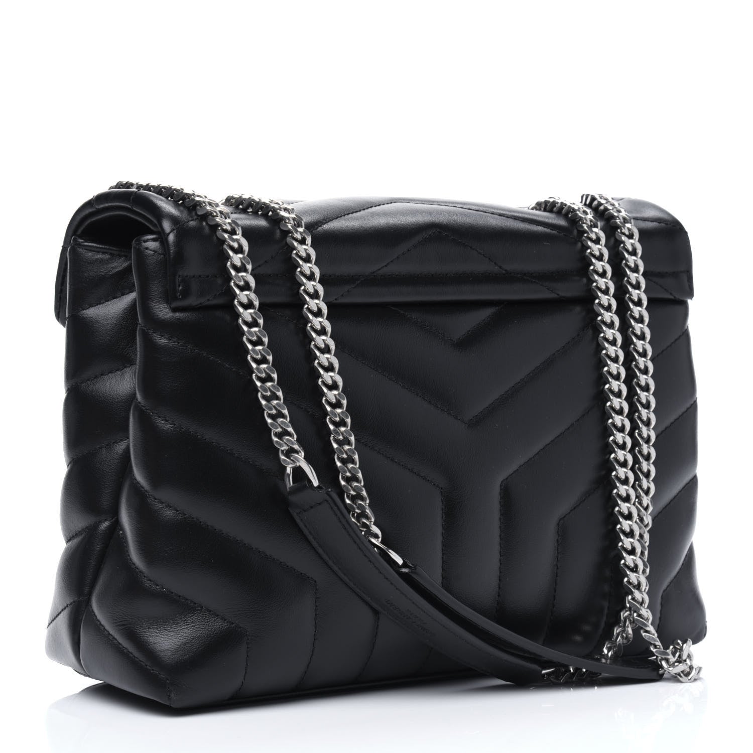 Saint Laurent Calfskin Y Quilted Monogram Small Loulou Chain Satchel Black 2 of 12