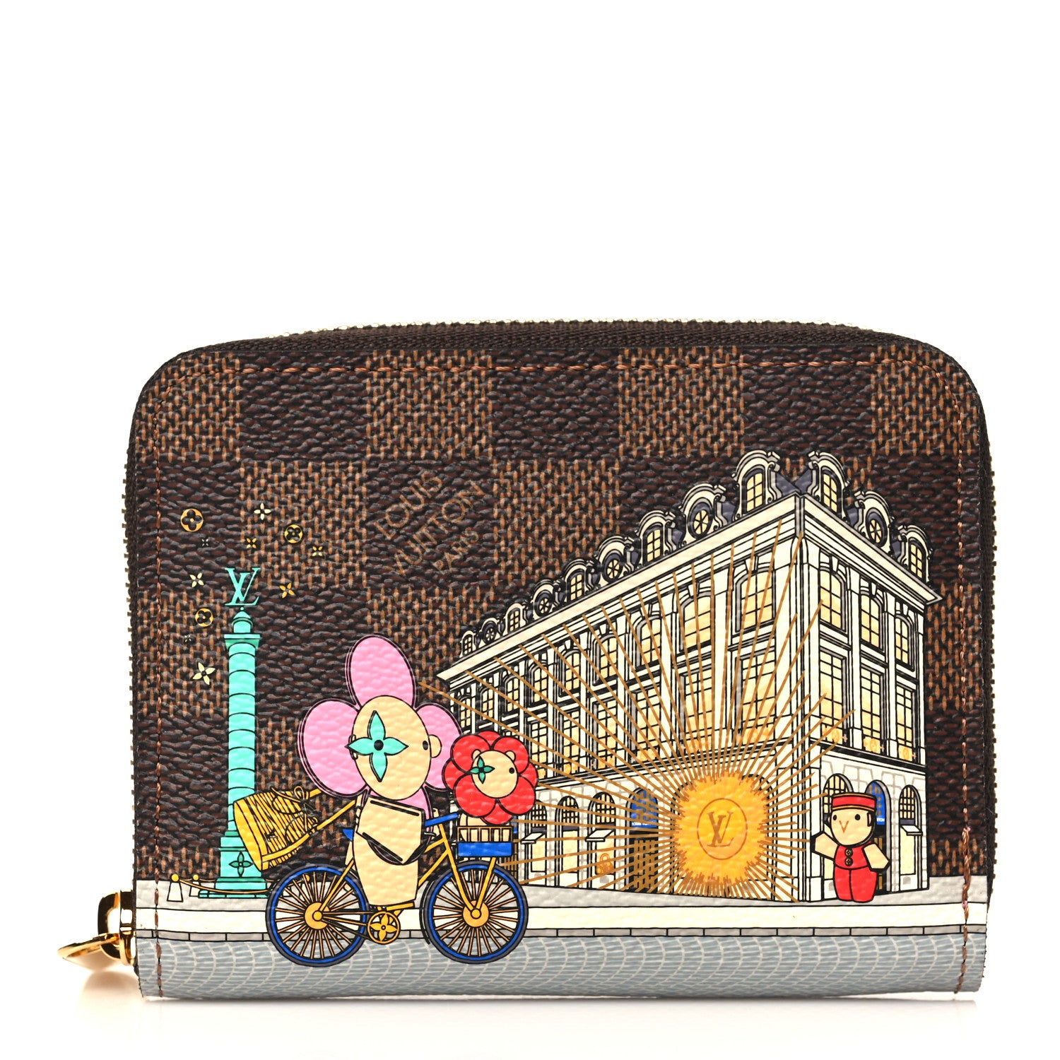 LOUIS VUITTON Damier Ebene 2022 Christmas Animation Paris Zippy Coin Purse in the color Pink by FASHIONPHILE