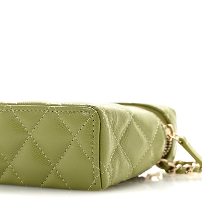 Chanel Caviar Quilted Top Handle Slim Vanity With Chain Khaki 10 of 13
