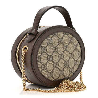 Gucci GG Supreme Monogram Top Handle Web Mini Ophidia Round Shoulder Bag Brown 3 of 10