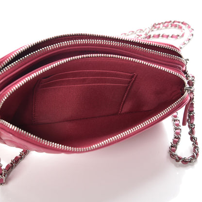 Chanel Lambskin Camellia Embossed Small Clutch With Chain Fuchsia 7 of 11