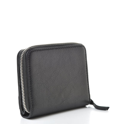 Balenciaga Agneau Classic Silver Hardware Compact Wallet Black 3 of 10