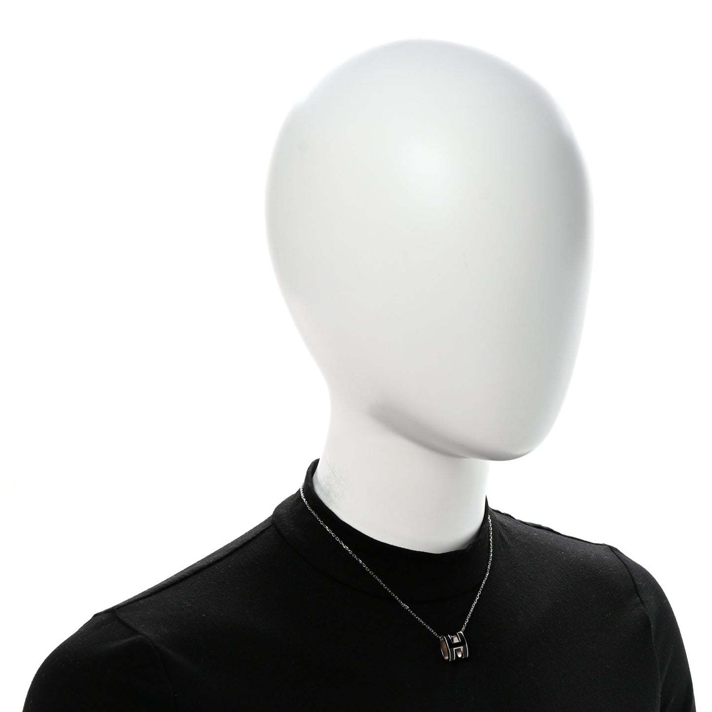 Lacquered Palladium Pop H Pendant Necklace Black