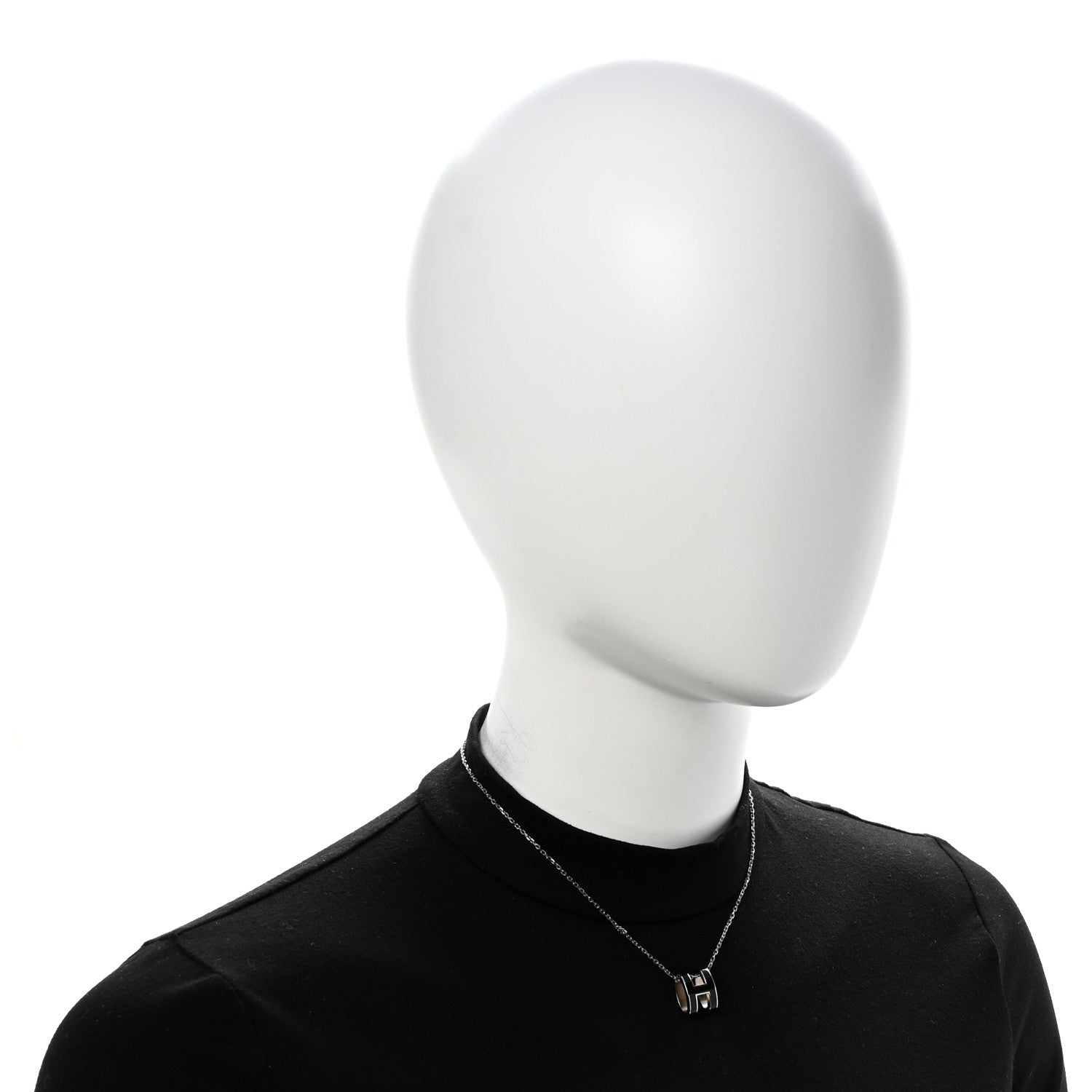Hermes Lacquered Palladium Pop H Pendant Necklace Black 2 of 7