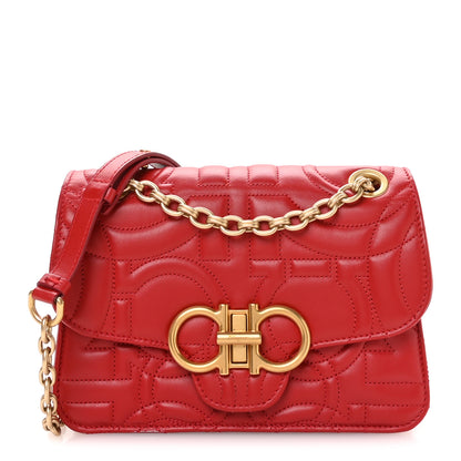 Salvatore Ferragamo Calfskin Quilted Gancini Flap Bag Lipstick 1 of 10