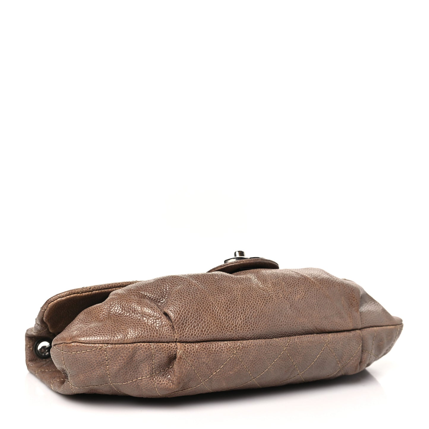 Caviar Quilted Medium Elastic Flap Brown