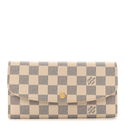 Louis Vuitton Damier Azur Emilie Wallet Rose Ballerine 1 of 7