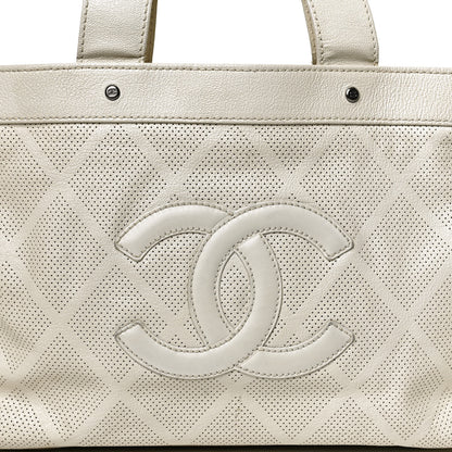 Chanel Goatskin Perforated Large CC Tote White 8 of 10