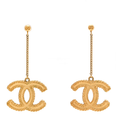 Chanel CC Drop Earrings Matte Gold 1 of 3