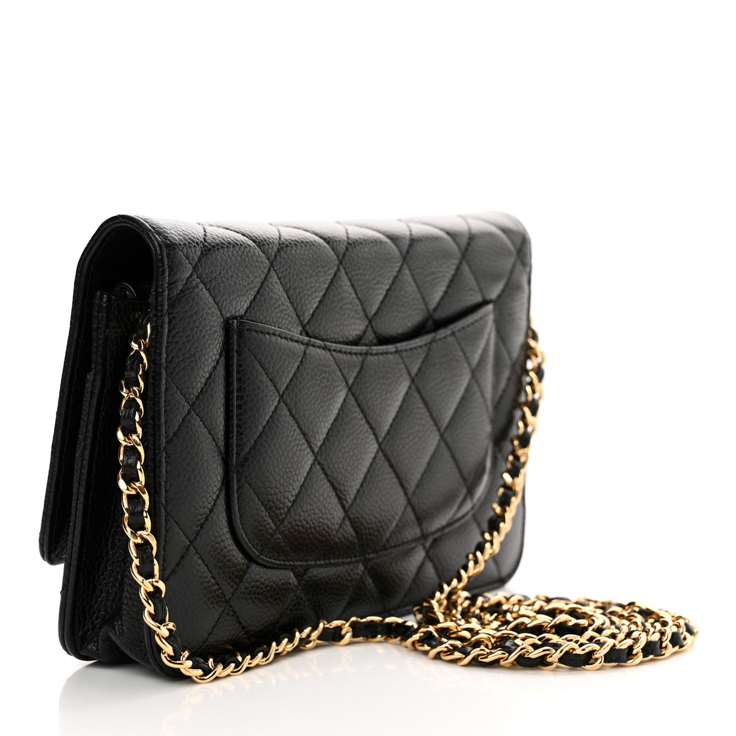 Caviar Quilted Wallet on Chain WOC Black