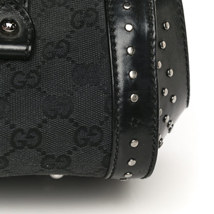 Gucci Monogram Studded Bamboo Bullet Satchel Black 16 of 16