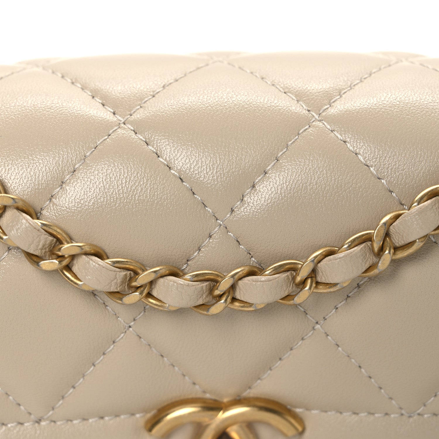 Chanel Shiny Lambskin Quilted Mini Flap Beige 8 of 10