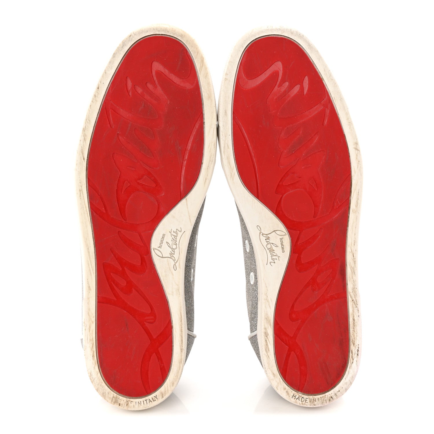 Christian Louboutin Glitter Calfskin Vieira Flat Sneakers 40.5 Silver 6 of 10