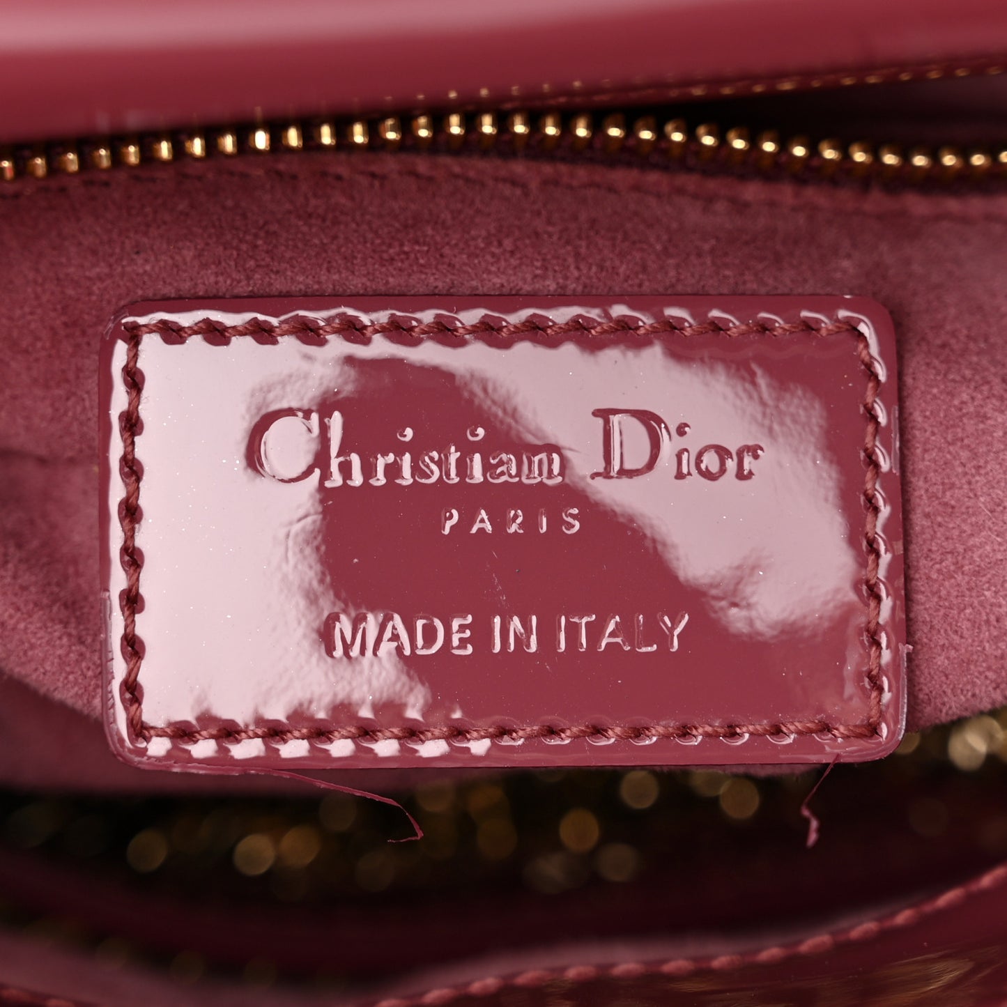 Patent Cannage Mini Lady Dior Dark Pink