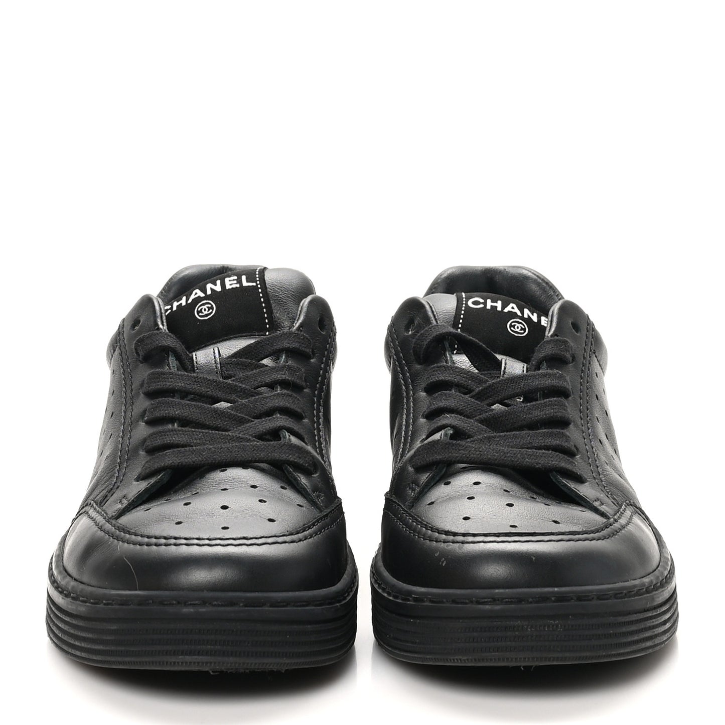 Calfskin CC Womens Sneakers 37.5 Black