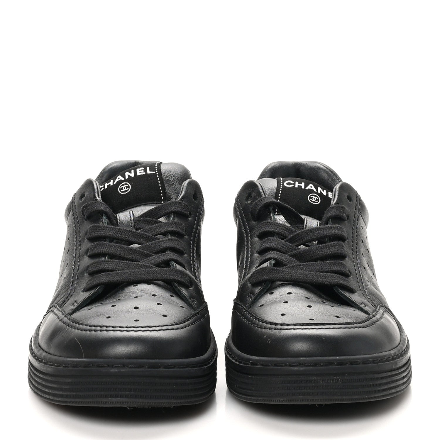 Chanel Calfskin CC Womens Sneakers 37.5 Black 3 of 10