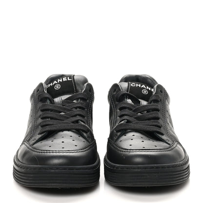 Chanel Calfskin CC Womens Sneakers 37.5 Black 3 of 10