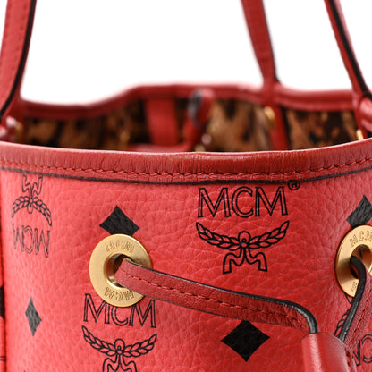 MCM Visetos Medium Reversible Shopper Project Tote Red Jaguar Brown 19 of 26