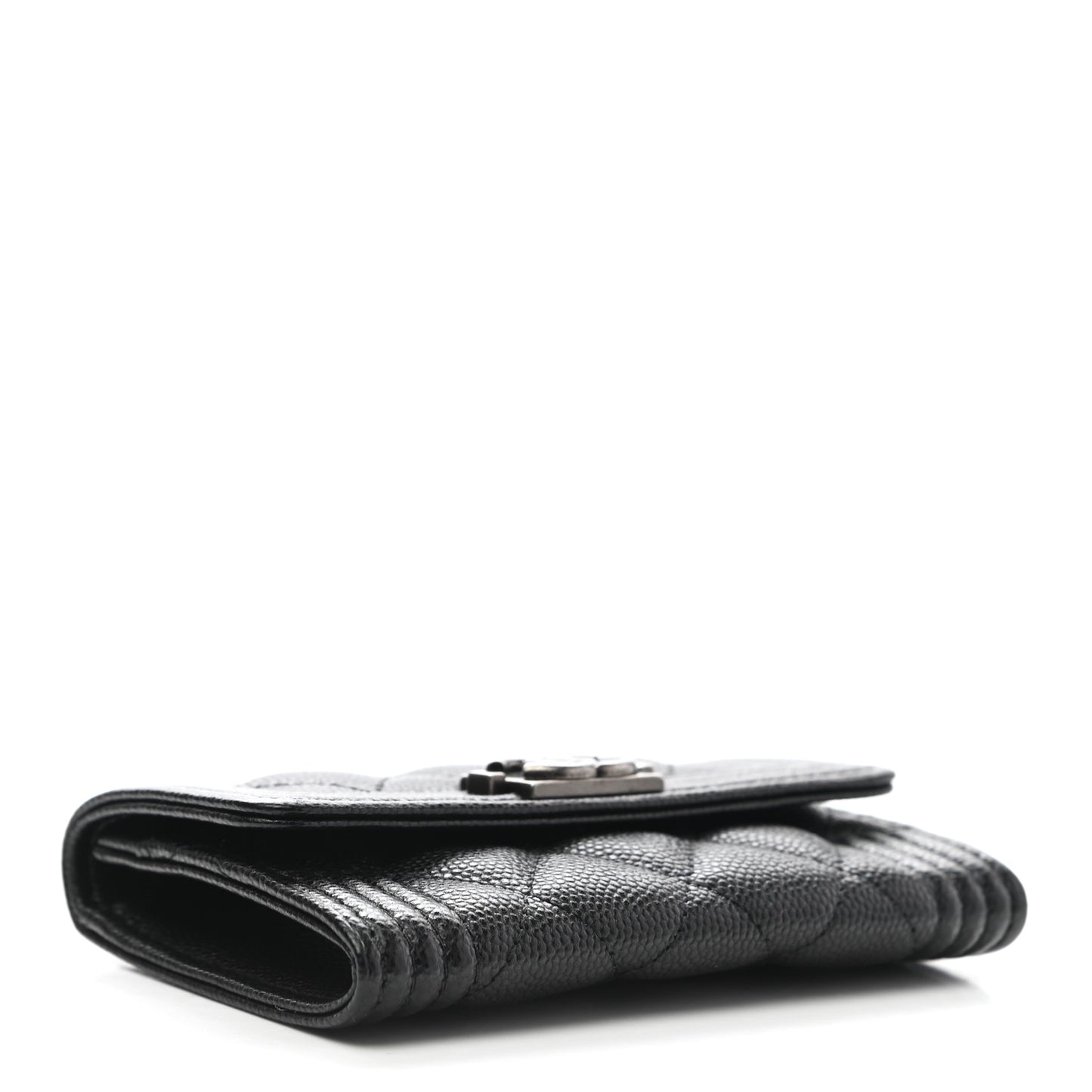Caviar Quilted Boy Flap Card Holder Black