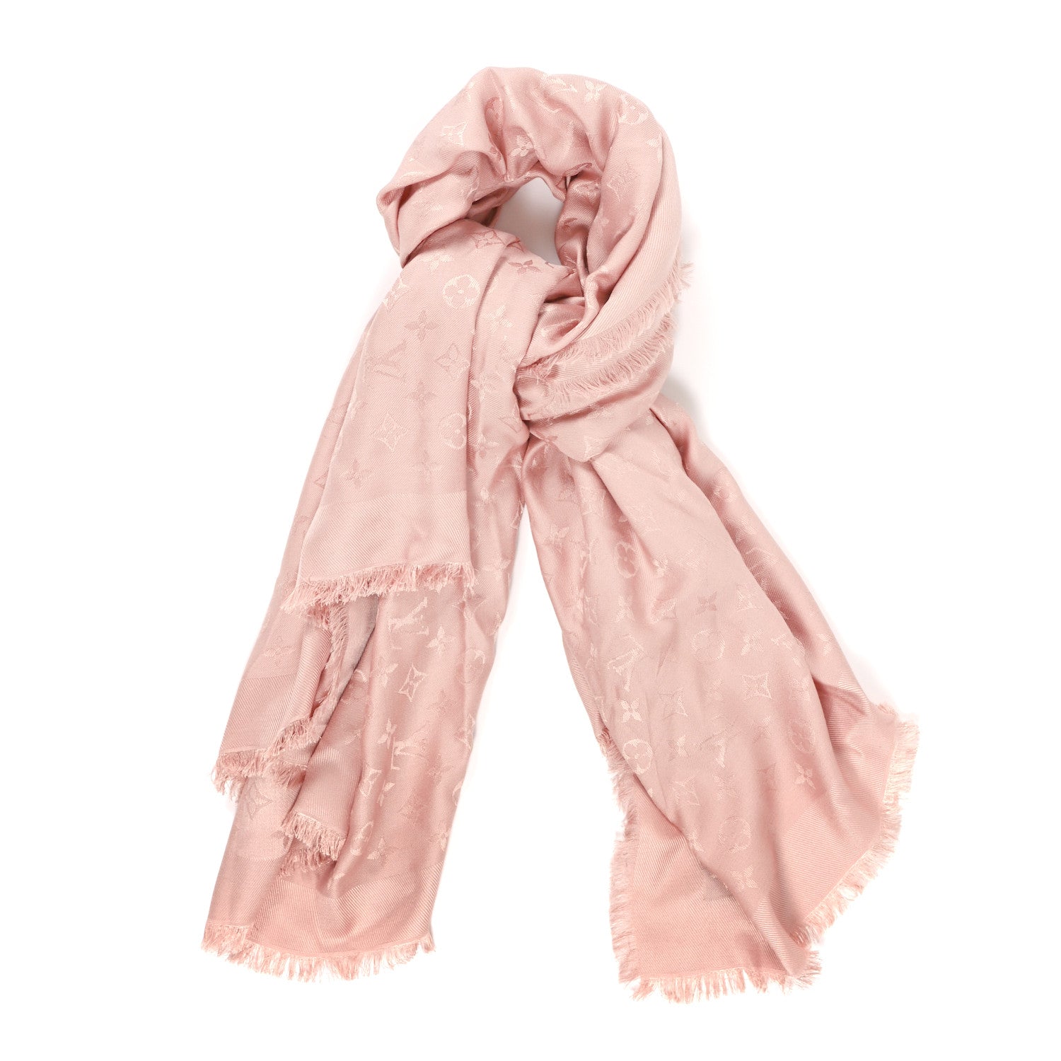 Louis Vuitton Silk Wool Monogram Shawl Rose 1 of 4