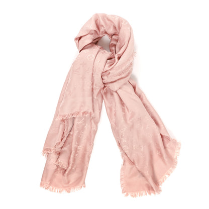 Louis Vuitton Silk Wool Monogram Shawl Rose 1 of 4