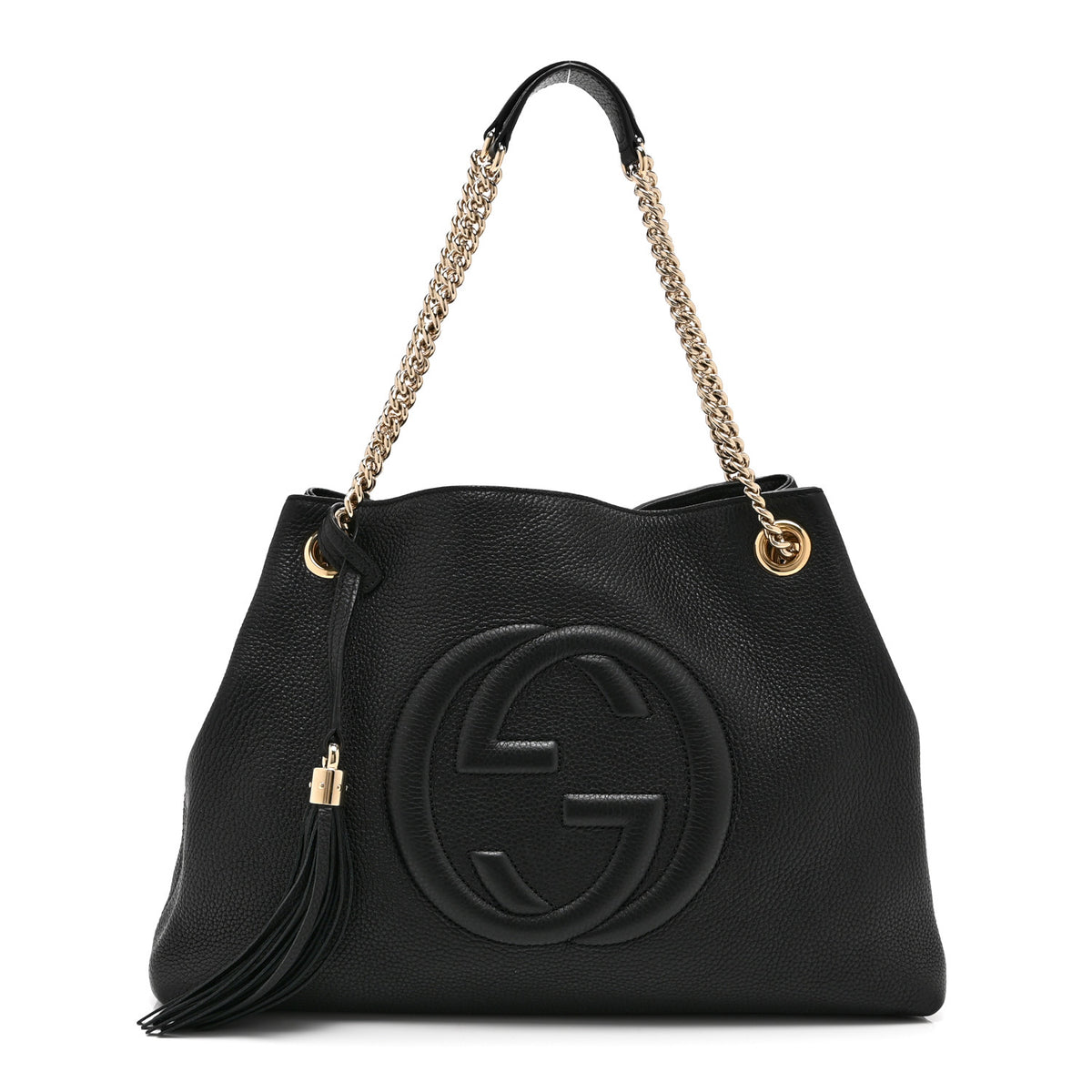 Gucci Pebbled Calfskin Medium Soho Chain Shoulder Bag Black 1 of 11