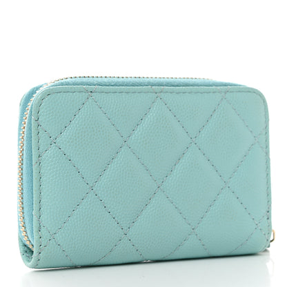 Chanel Caviar Quilted Zip Coin Purse Light Blue 3 of 7