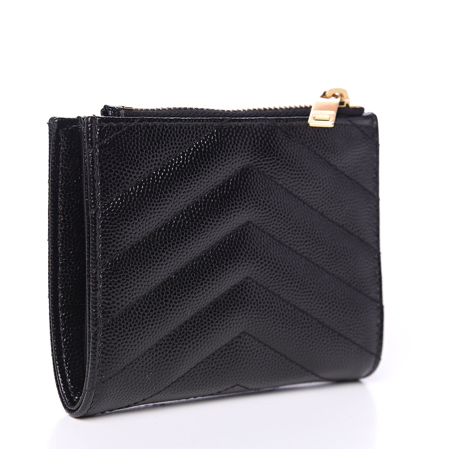 Grain De Poudre Matelasse Chevron Monogram Zipped Card Case Black