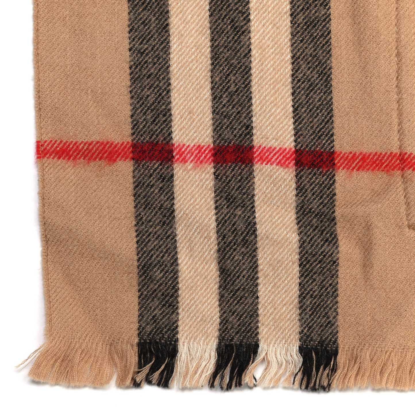 Merino Wool Cashmere Giant Check Helene Pocket Stole Natural