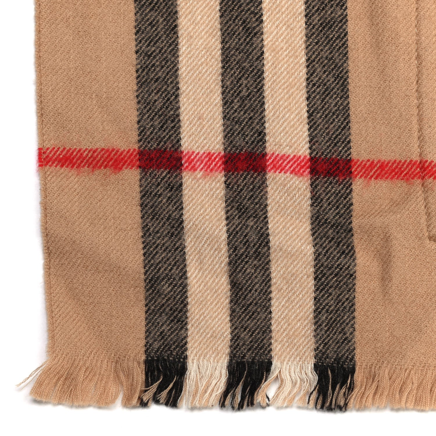 Burberry Merino Wool Cashmere Giant Check Helene Pocket Stole Natural 3 of 4