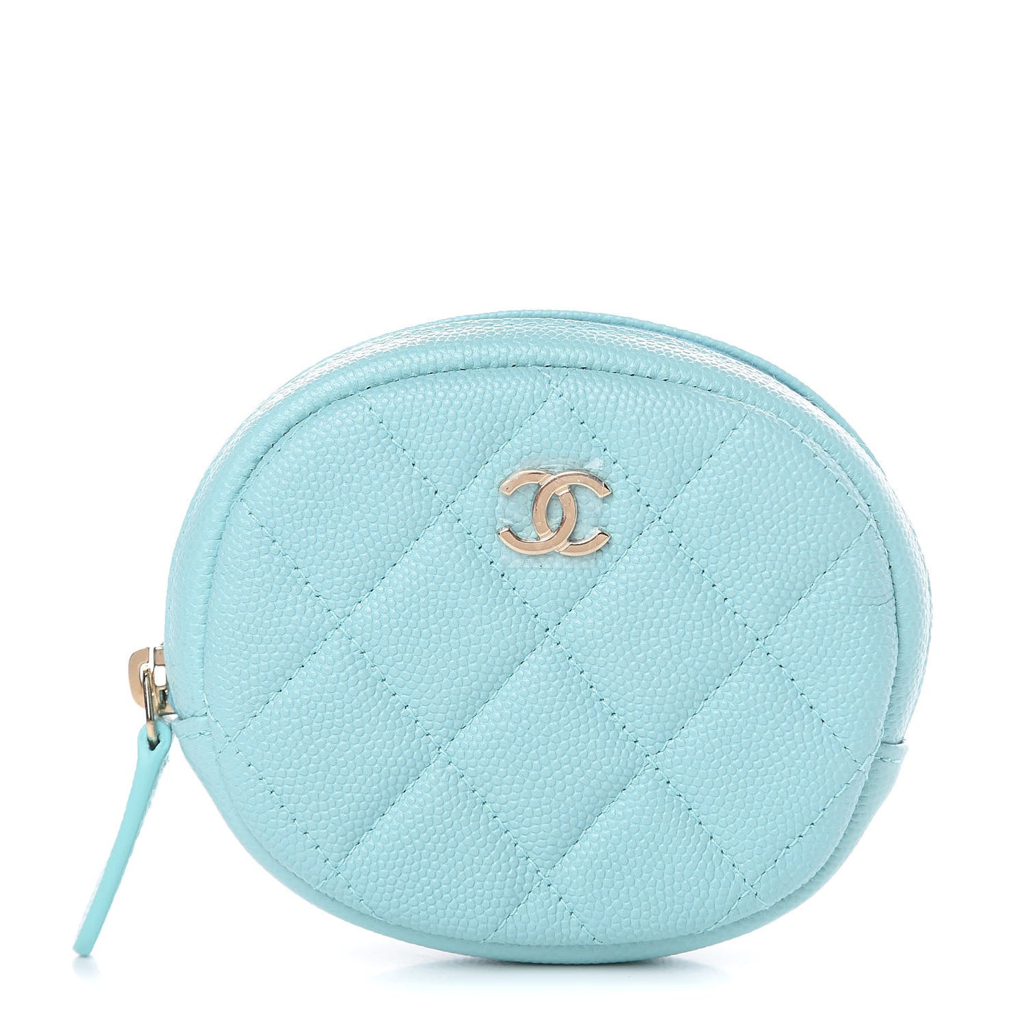 Caviar Quilted Zip Around Classic Coin Purse Light Blue