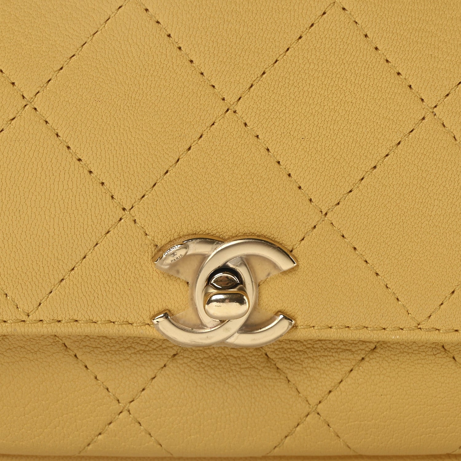 Chanel Goatskin Stitched Casual Trip Single Flap Yellow 8 of 10
